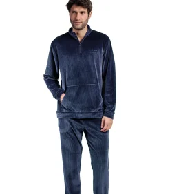 Pyjama broek sweatshirt hoge kraag rits Corduroy