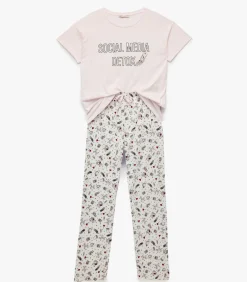 Pyjama Set Korte Mouwen Katoen Bedrukt