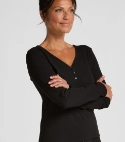 Pyjamatop met lange mouwen Henley
