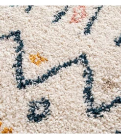 Rechthoekig hoogpolig vloerkleed met beige etnisch patroon 120x170 cm