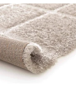 Rechthoekig hoogpolig vloerkleed in taupe shaggy-stijl 160 x 230 cm
