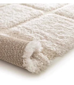 Rechthoekig hoogpolig vloerkleed in ecru shaggy-stijl 160 x 230 cm