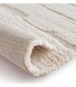 Rechthoekig laagpolig vloerkleed in effen ecru patroon 120 x 170 cm