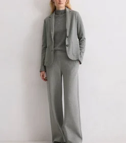 Regular blazer van krijtstreepjersey