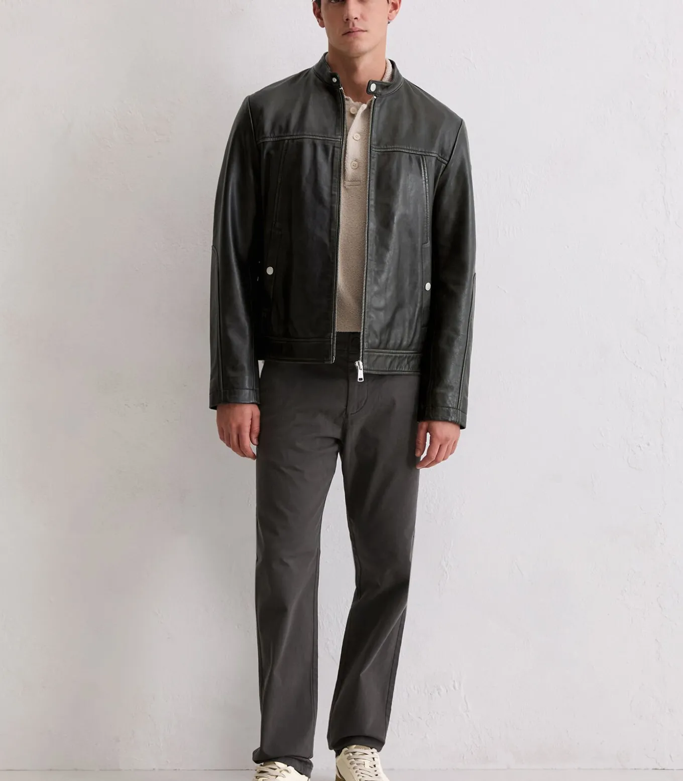 Regular leren jack in bikerstijl