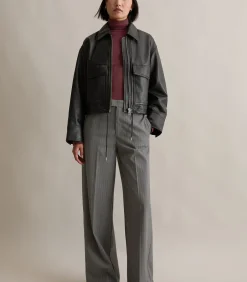 Regular leren jack in schuurstijl