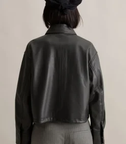 Regular leren jack in schuurstijl