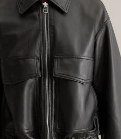 Regular leren jack in schuurstijl