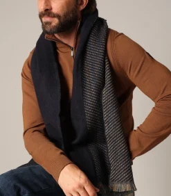 RENDELL - Geweven sjaal met grafisch motief en veelkleurige franjes