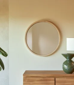 Ronde massief eiken spiegel 50x50 Fanie