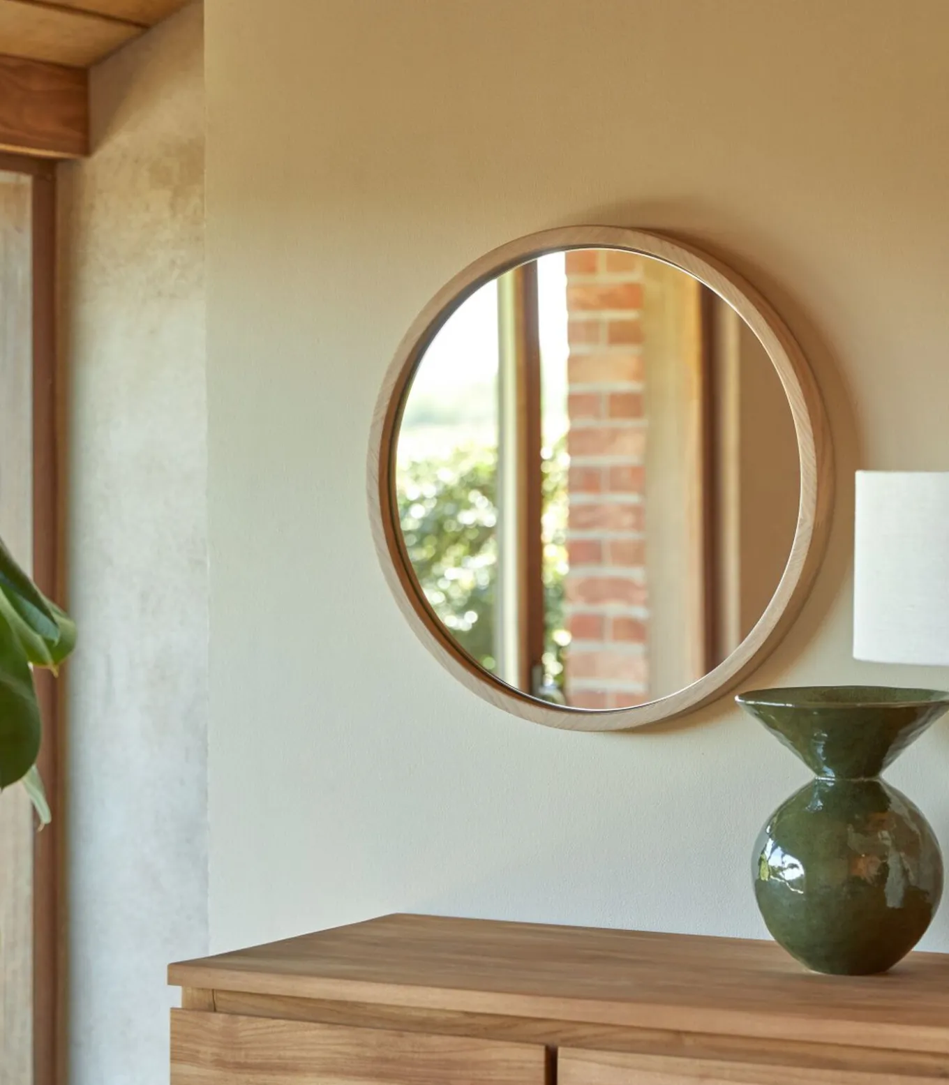 Ronde massief eiken spiegel 50x50 Fanie