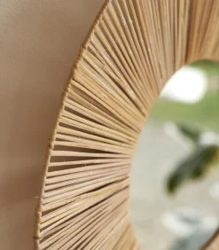 Ronde spiegel van natuurvezel 60 cm Iris