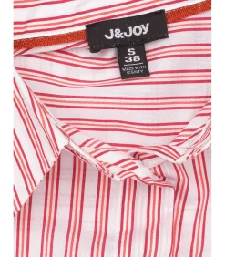 Rood en zwart gevoerde damesblouse