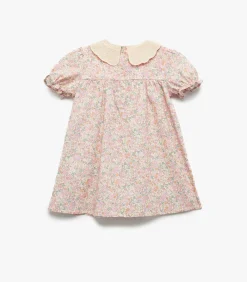 Roze Babyjurk Korte Mouwen Bloemenprint