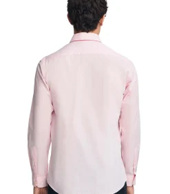 Roze hemd van poplin katoen met slim fit en Rigby Go-logo