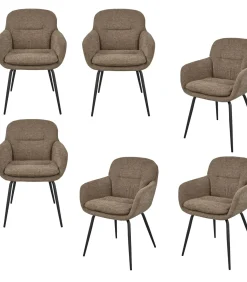 Runa Eetkamerstoelen - Polyester - Donker Zand - Set van 6