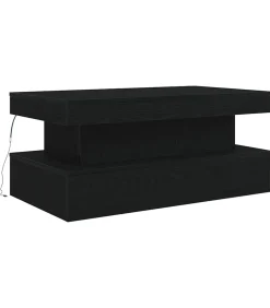 Salontafel met LED-verlichting 90x50x40 cm zwart eiken
