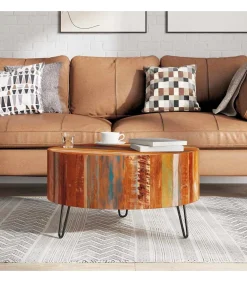 Salontafel rond massief gerecycled hout