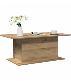 Salontafel 102x55,5x40 cm bewerkt hout artisanaal eikenkleur