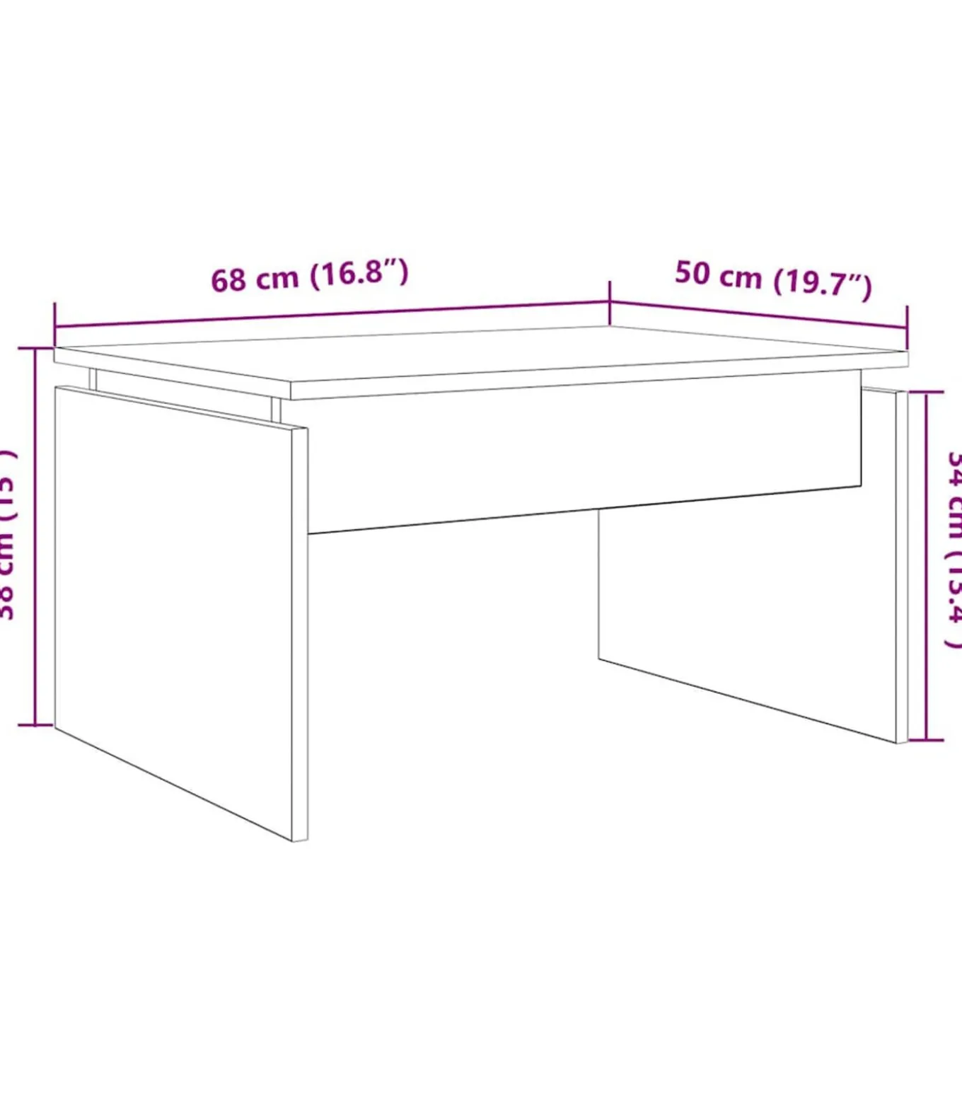 Salontafel 68x50x38 cm bewerkt hout artisanaal eikenkleur
