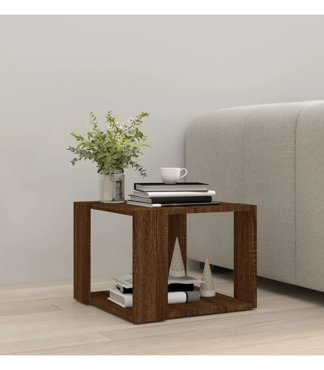 Salontafel 40x40x30 cm bewerkt hout bruin eikenkleur