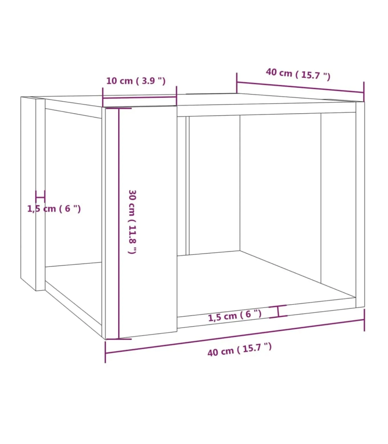 Salontafel 40x40x30 cm bewerkt hout bruin eikenkleur