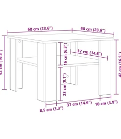 Salontafel 60x60x42 cm bewerkt hout zwart