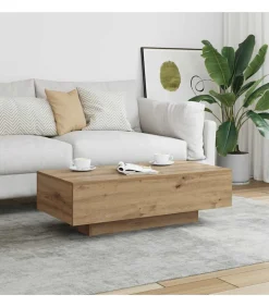 Salontafel 100x49,5x31 cm bewerkt hout artisanaal eikenkleur