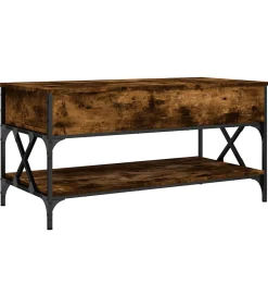 Salontafel 100x50x50 cm bewerkt hout en metaal gerookt eiken