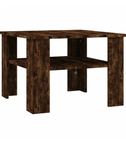 Salontafel 60x60x42 cm bewerkt hout gerookt eikenkleurig