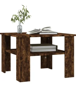 Salontafel 60x60x42 cm bewerkt hout gerookt eikenkleurig