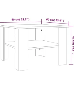 Salontafel 60x60x42 cm bewerkt hout gerookt eikenkleurig