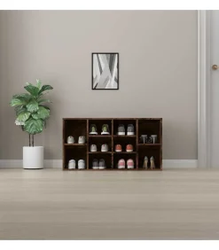 Schoenenbank 103x30x55 cm bewerkt hout gerookt eikenkleurig