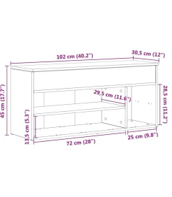 Schoenenbank 102x30,5x45 cm spaanplaat zwart eikenkleurig