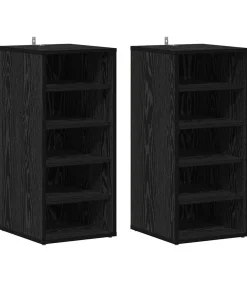 Schoenenkast 2 pcs Zwart eiken 32 x 35 x 70 cm Bewerkt hout