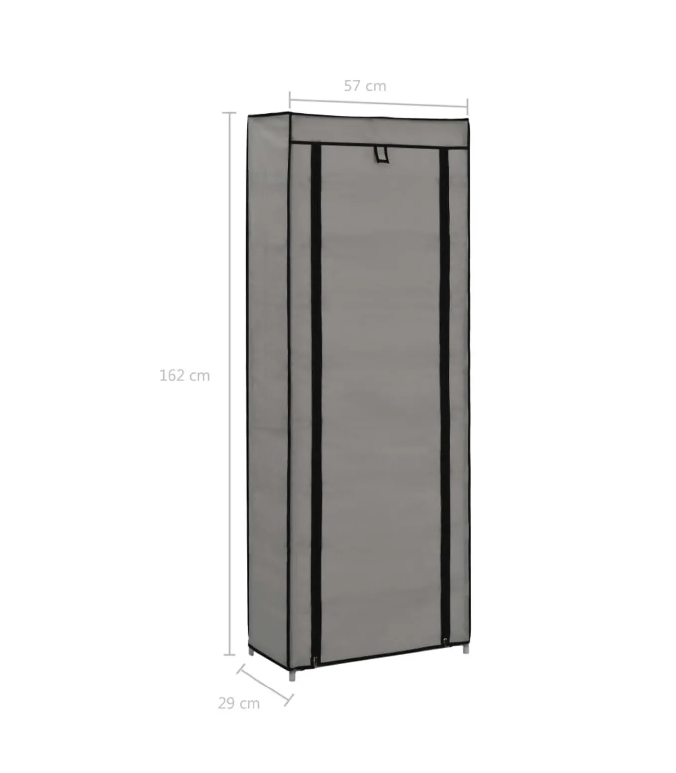 Schoenenkast met hoes 57x29x162 cm stof grijs