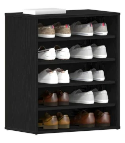 Schoenenkast met plank Zwart eiken 60 x 35 x 70 cm Bewerkt hout