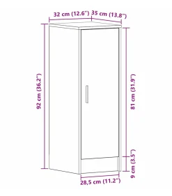 Schoenenkast met plank Zwart eiken 32 x 35 x 92 cm Bewerkt hout