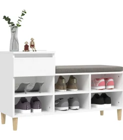 Schoenenkast 102x36x60 cm bewerkt hout wit