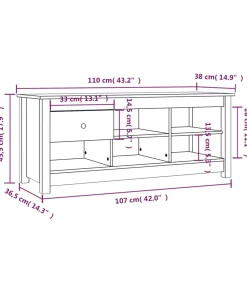 Schoenenkast 110x38x45,5 cm massief grenenhout zwart