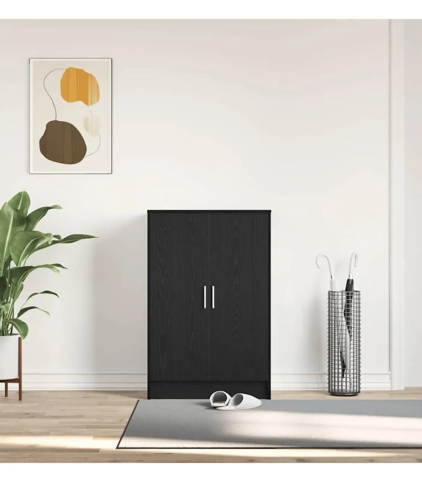 Schoenenkast 60x35x92 cm spaanplaat zwart eikenkleurig