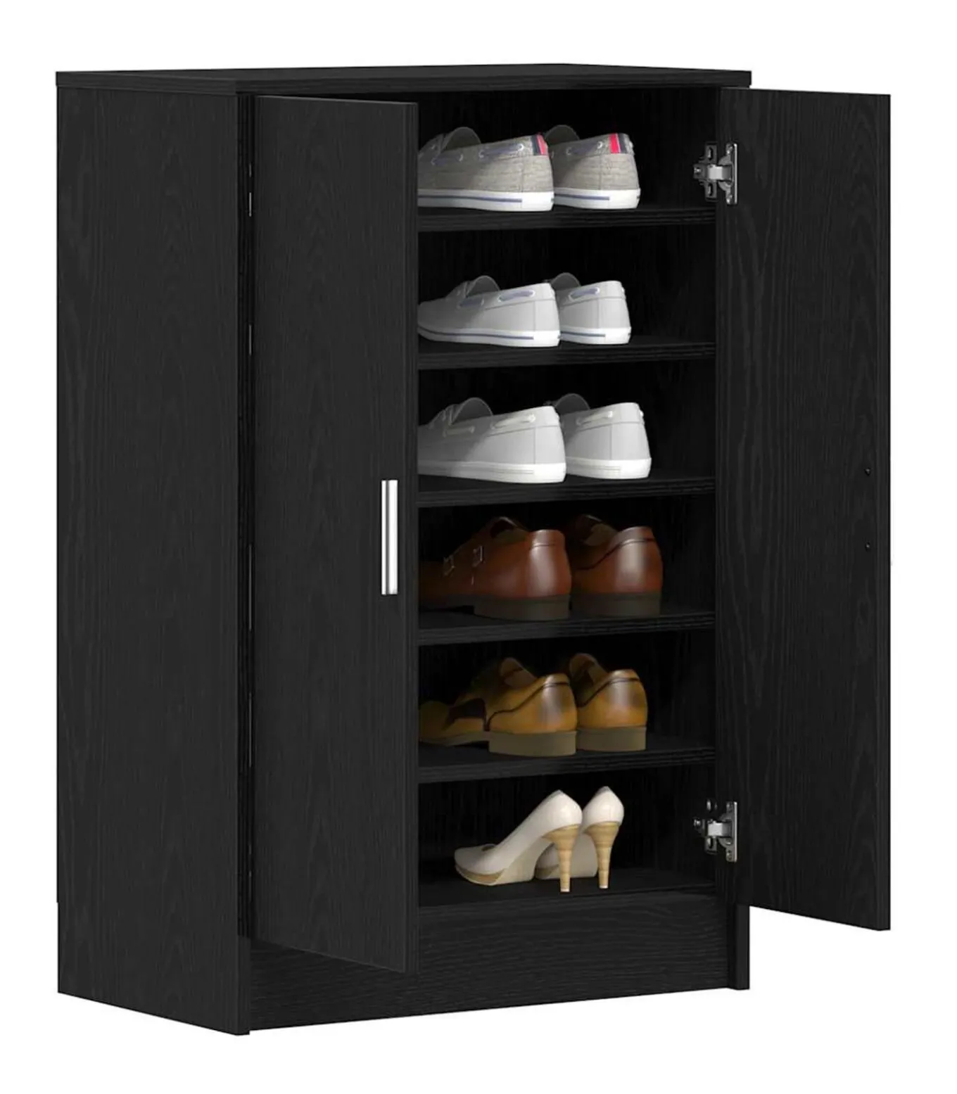 Schoenenkast 60x35x92 cm spaanplaat zwart eikenkleurig