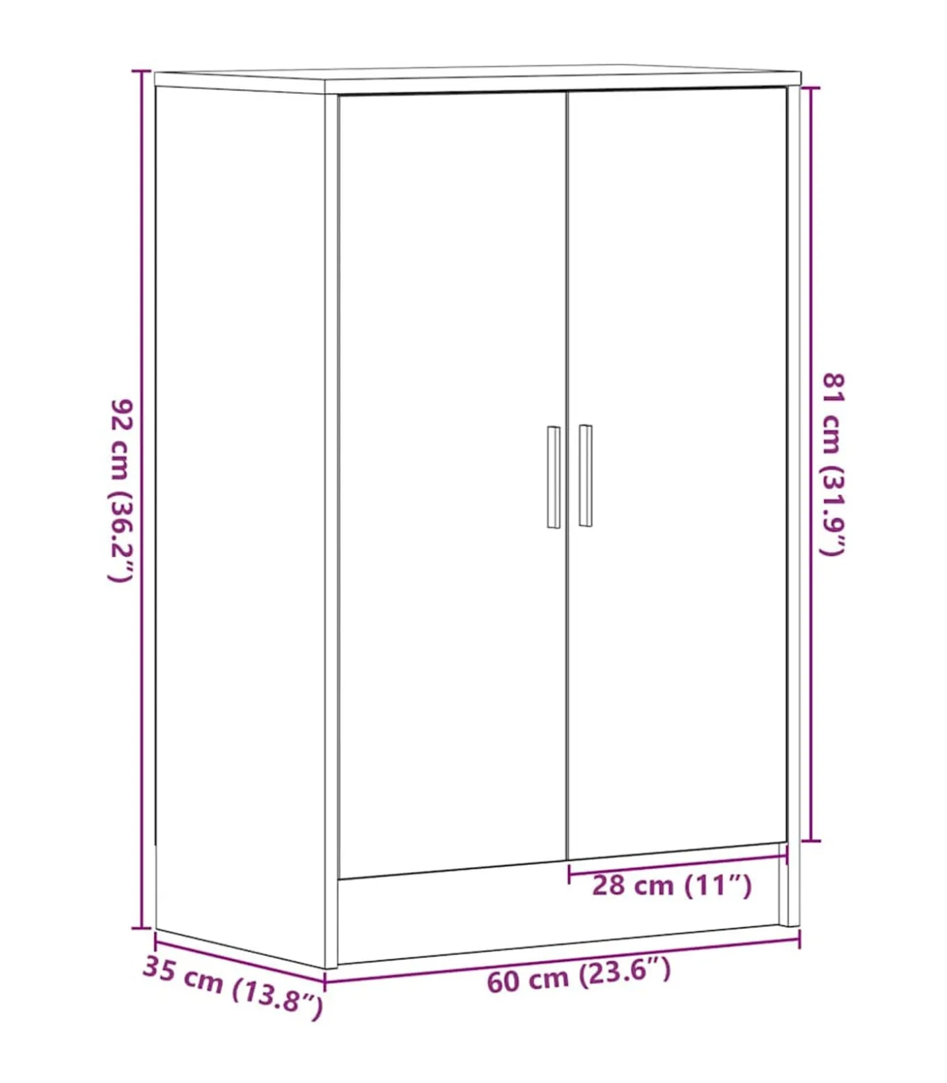 Schoenenkast 60x35x92 cm spaanplaat zwart eikenkleurig