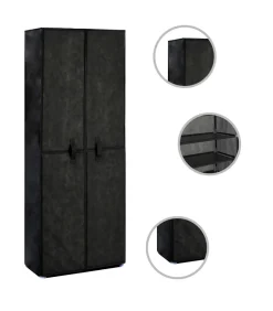 Schoenenkast 60x30x166 cm stof zwart