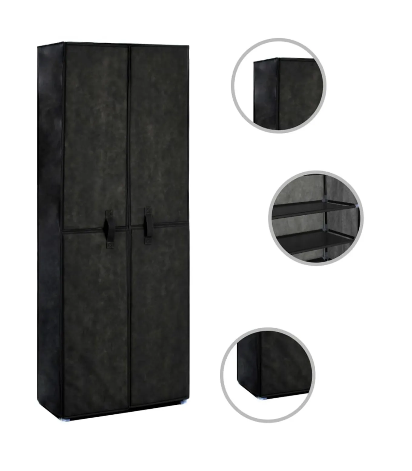 Schoenenkast 60x30x166 cm stof zwart