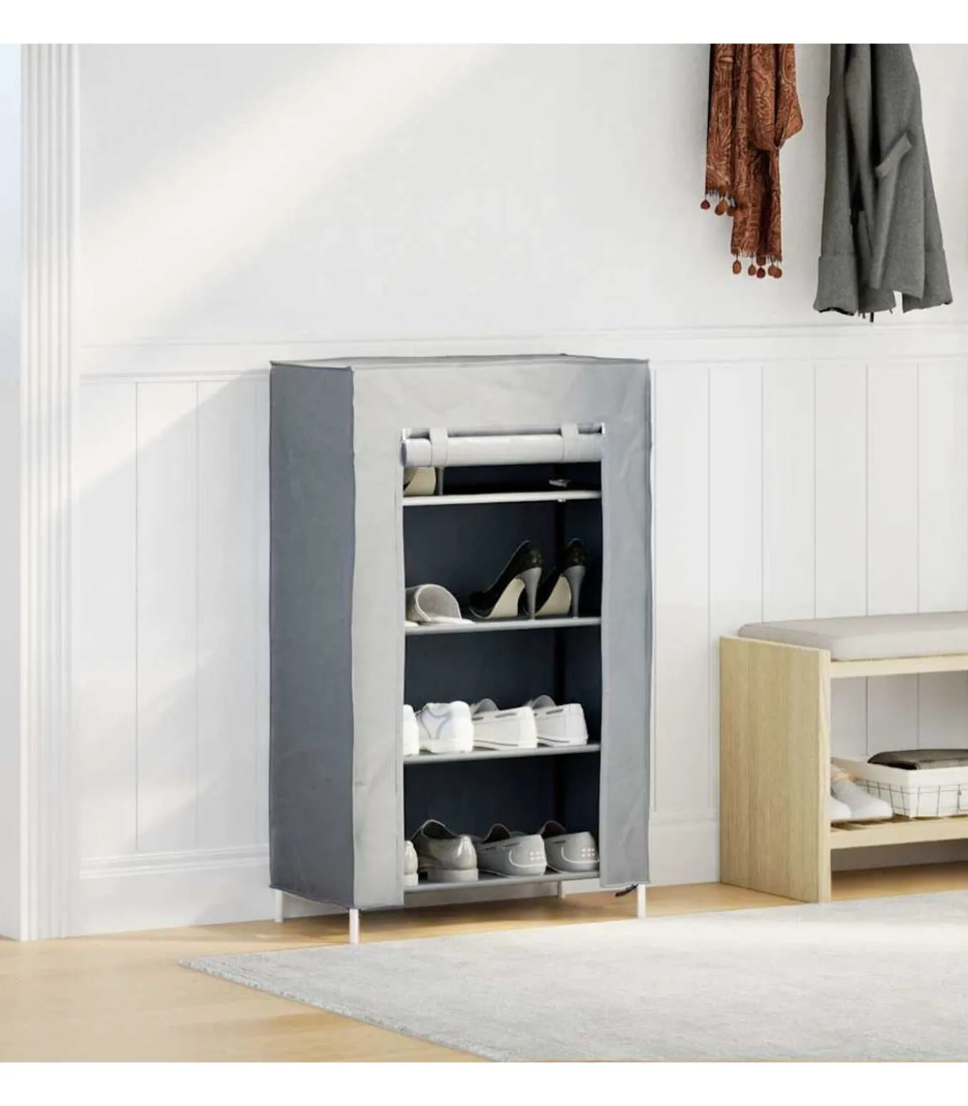 Schoenenkast 60,5x30x97 cm vliesvlies grijs