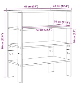 Schoenenrek 61x32x70 cm bewerkt hout gerookt eikenkleurig