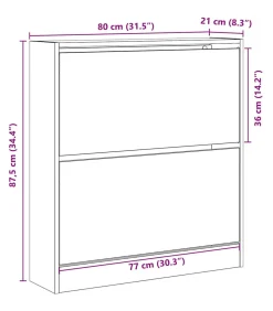 Schoenkast Gerookt eiken 80 x 21 x 87.5 cm Bewerkt hout