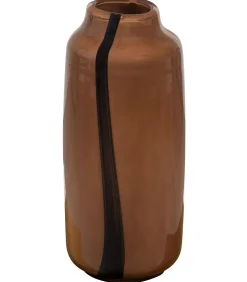 Selena Vaas Met Streep - Glas - Bruin - 35x18x18