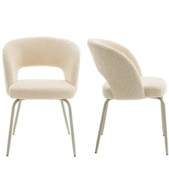 Set van 2 FLAVIA beige lussenstoffen stoelen